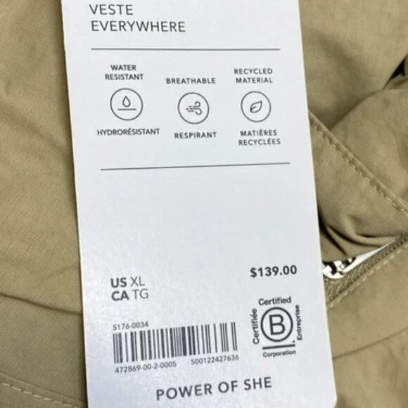 NEW ATHLETA Womens Jacket Flax Beige Size XL Everywhere Nylon Cotton Full Zip - Picture 3 of 11